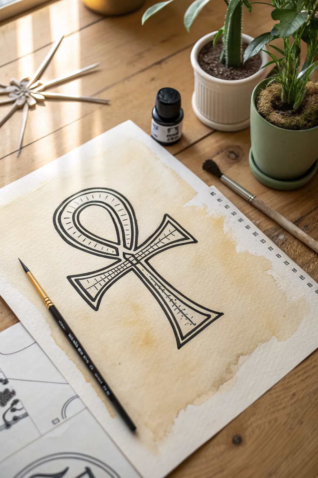 Practice an Ankh in one stroke, with two tiny repeats beside it for easy warm-up.