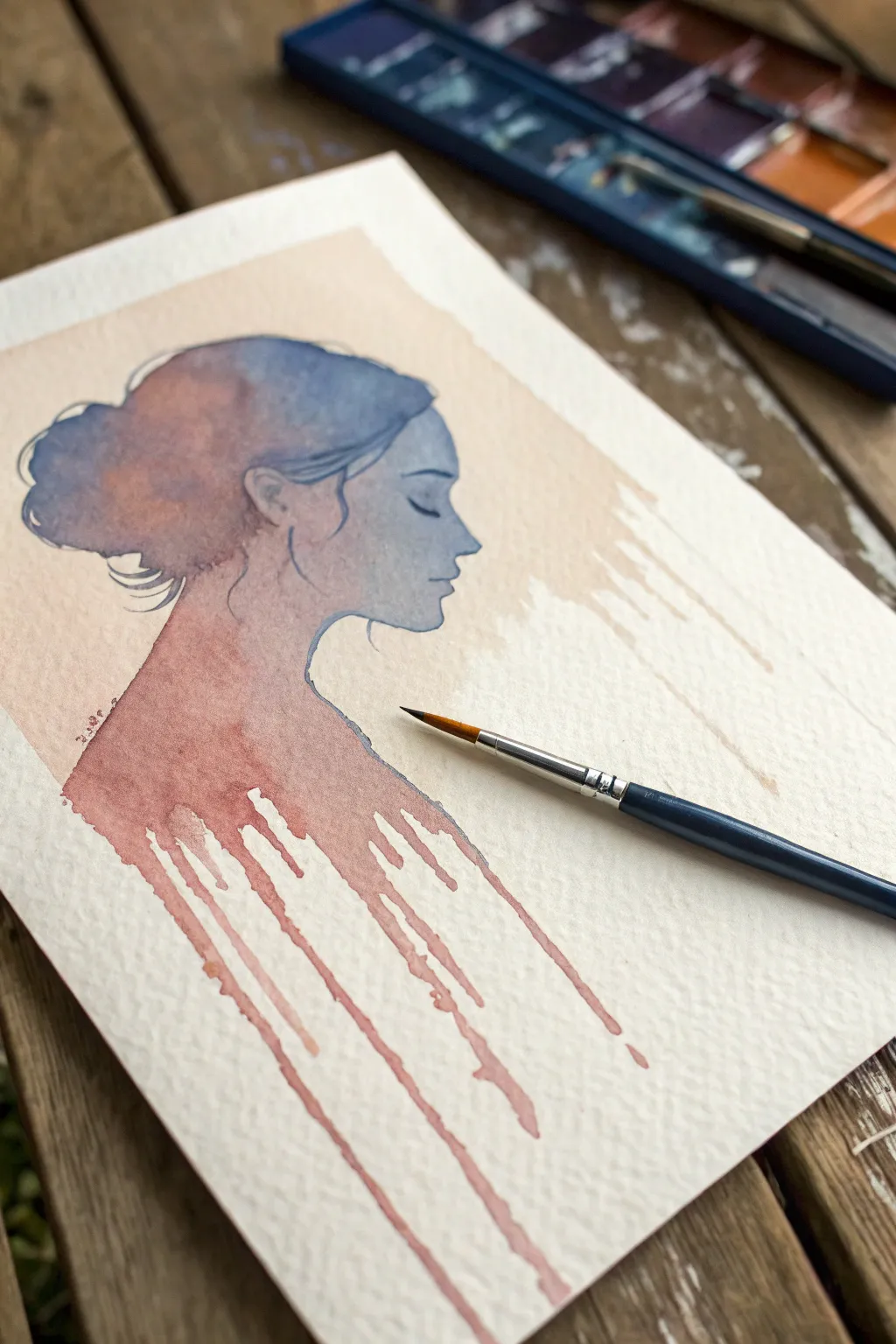 Let color fall like tears, turning raw feeling into a minimalist, boho watercolor study.