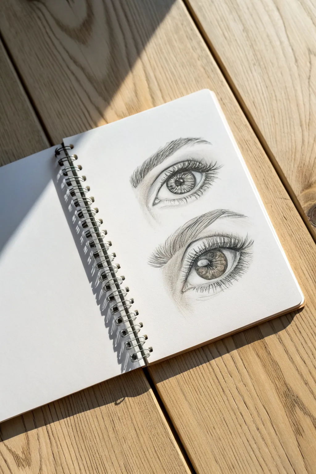 Realism to stylization: two semi-realistic eye studies with clean shadows and bold lashes