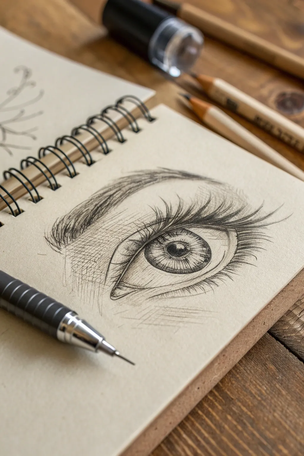 Minimal eye diagram highlighting upper lid crease, lash-line thickness, and tear duct structure