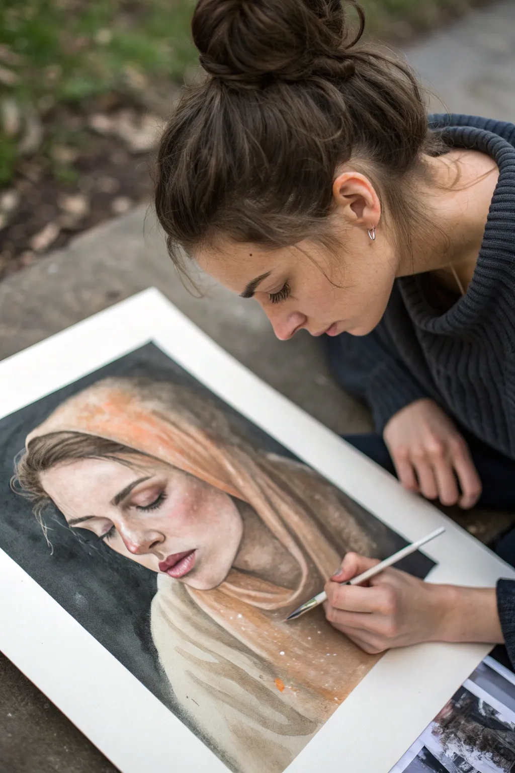 Silent hands, radiant voice: a minimalist feminist portrait painting idea about reclaiming speech