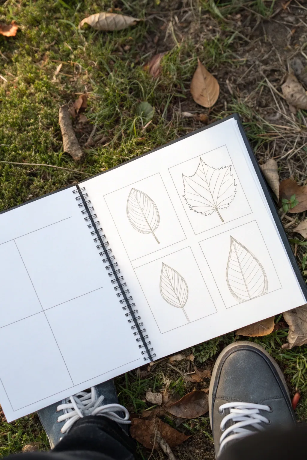 Step-by-step leaf construction from simple shape to detailed veins, clean and calming