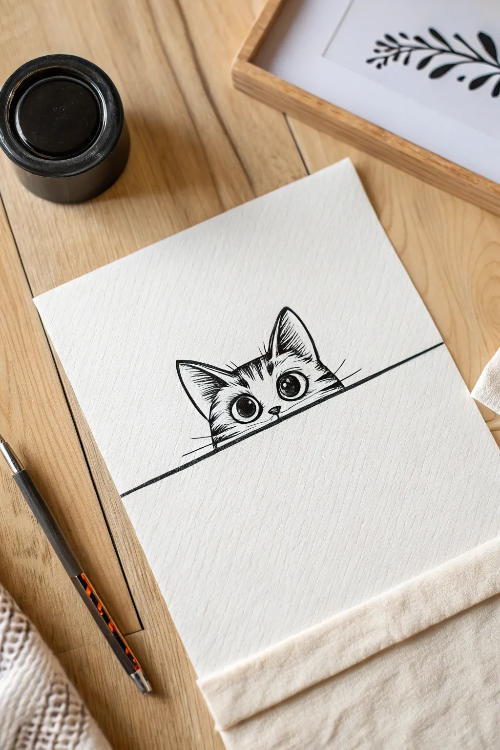 Too cute to resist! Try drawing this simple peeking cat doodle in your sketchbook today.