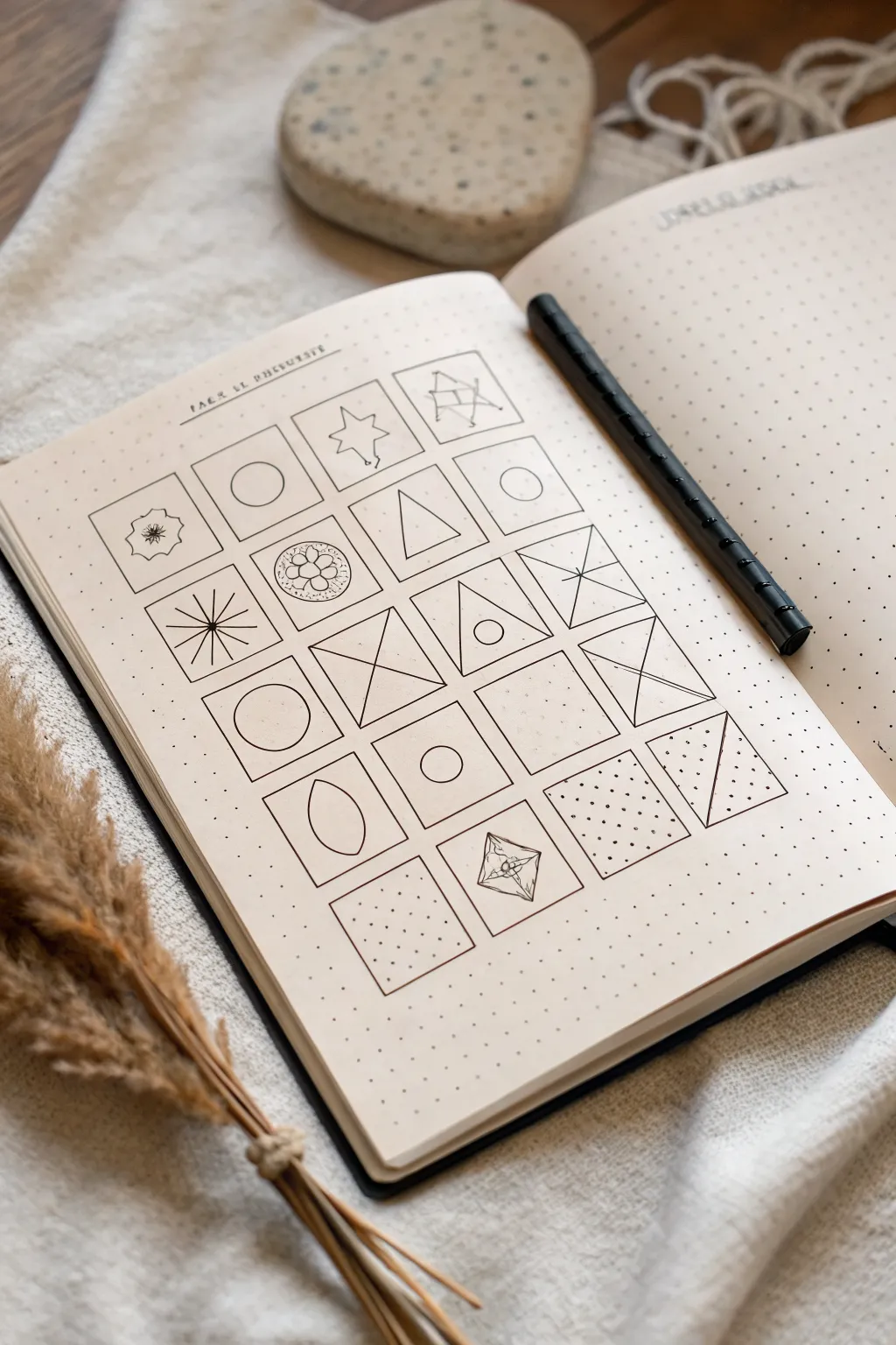 Beginner-friendly monster bodies made from circles, squares, and triangles on a clean sketchbook page