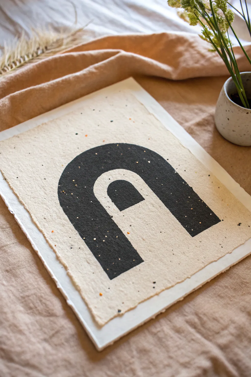 Paint a single bold symbol on textured paper for an instantly cinematic minimalist movie vibe.