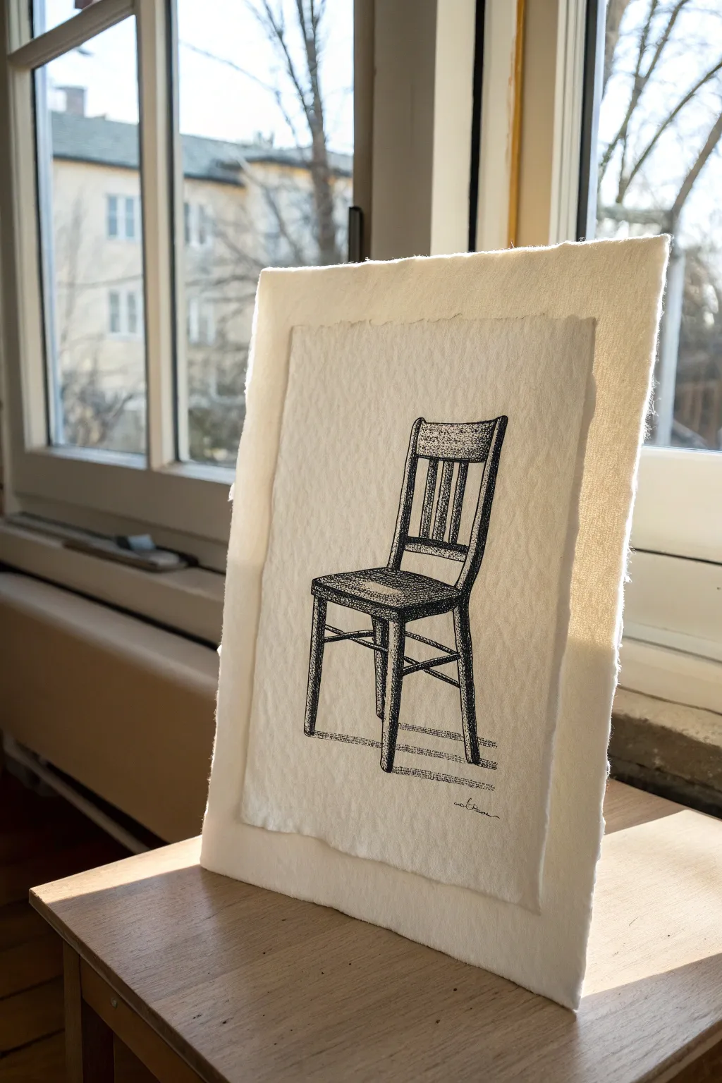 A chair shaped by shadows, where the seat and back emerge as pure negative space.