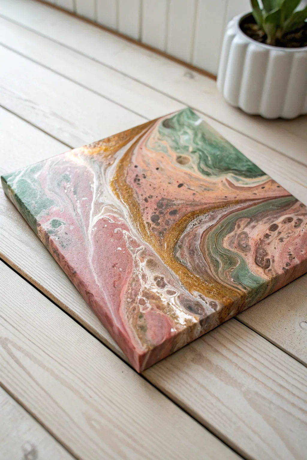 Transform your canvas with mesmerizing marble swirls using fluid acrylic pouring.