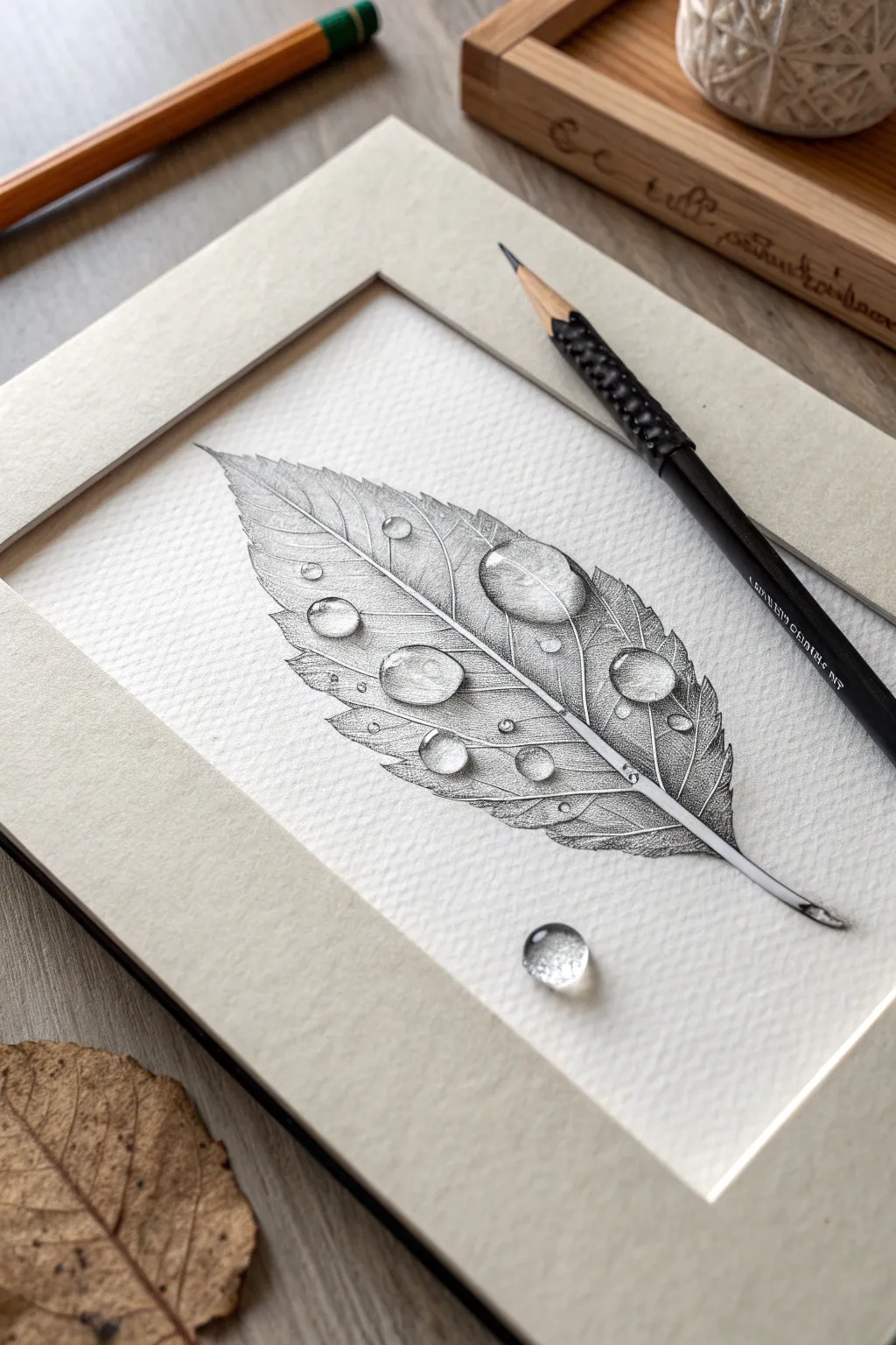 Master hyper-realism with this stunning graphite water droplet drawing idea.