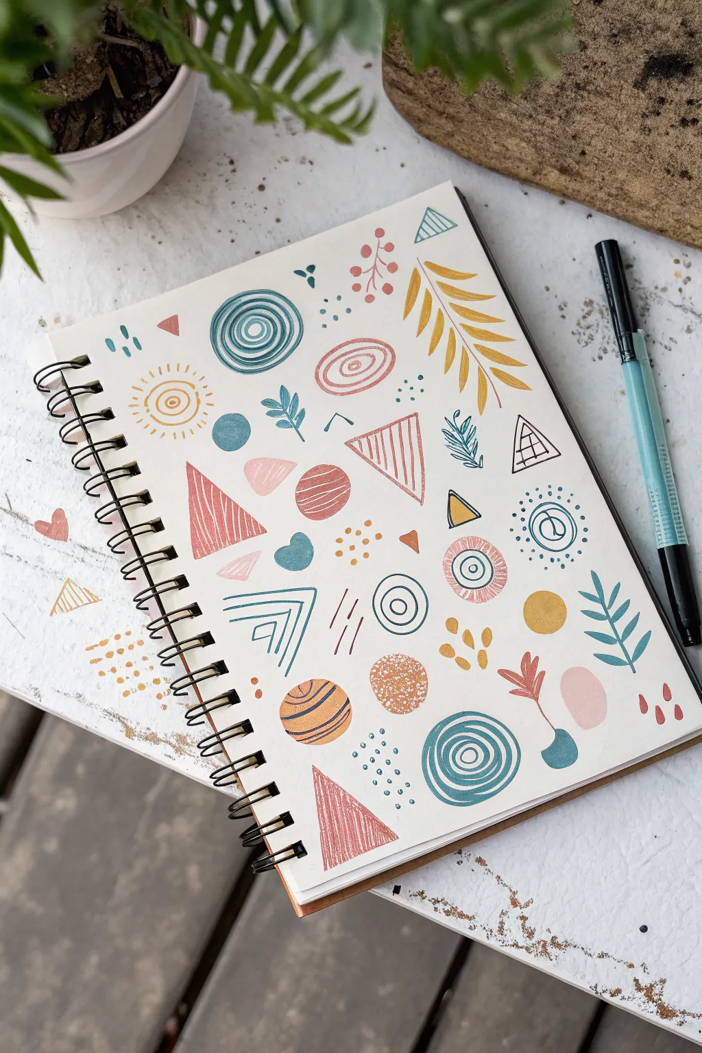 Turn random shape doodles into a joyful, bold painting with bright color fills and handmade texture.