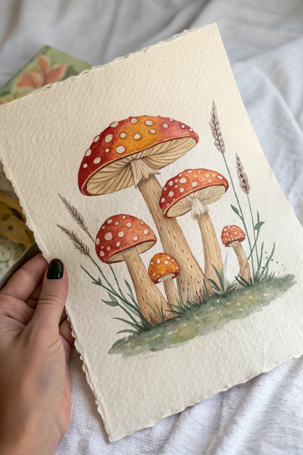 Oversized retro mushrooms with bold spots and stripes in a minimalist boho palette for painting inspo