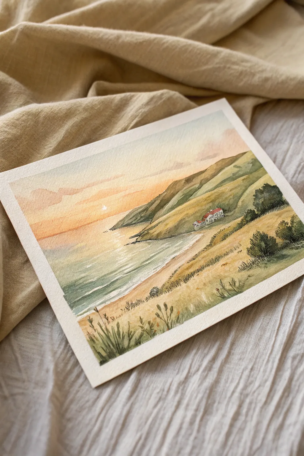 Paint your safe place: a tiny warm landscape that feels calm, personal, and easy to recreate.