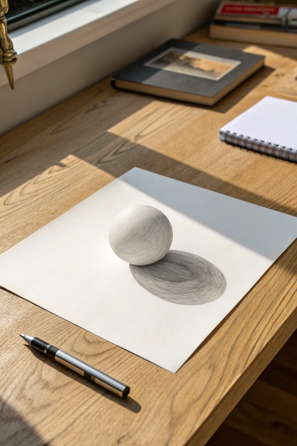 Two-value shadow map sphere study with bold shadow shapes for clear, beginner-friendly shading practice