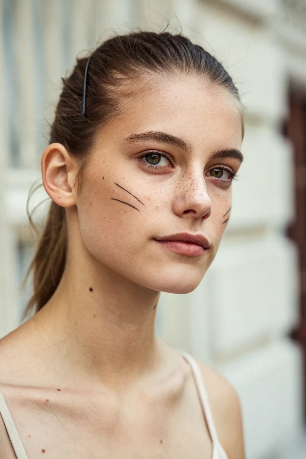 Mini cat whiskers and tiny nose paint for an instant feline look, clean, subtle, and cute