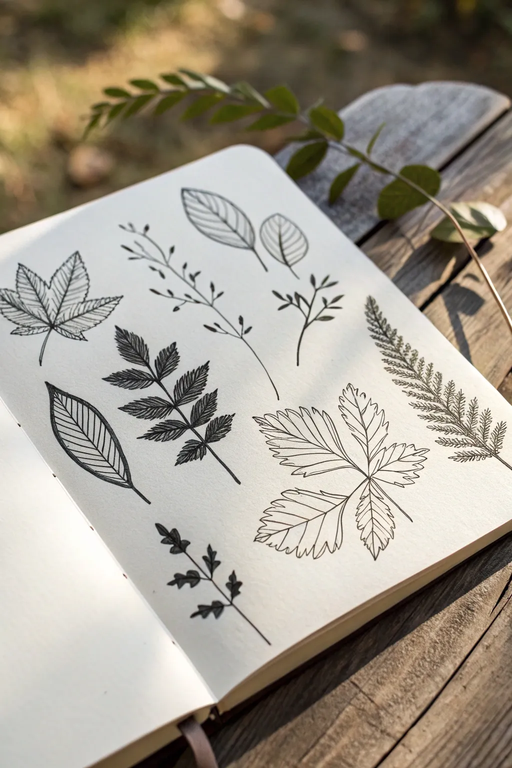 Botanical line studies: elegant leaf and stem sketches to spark minimalist sketching ideas