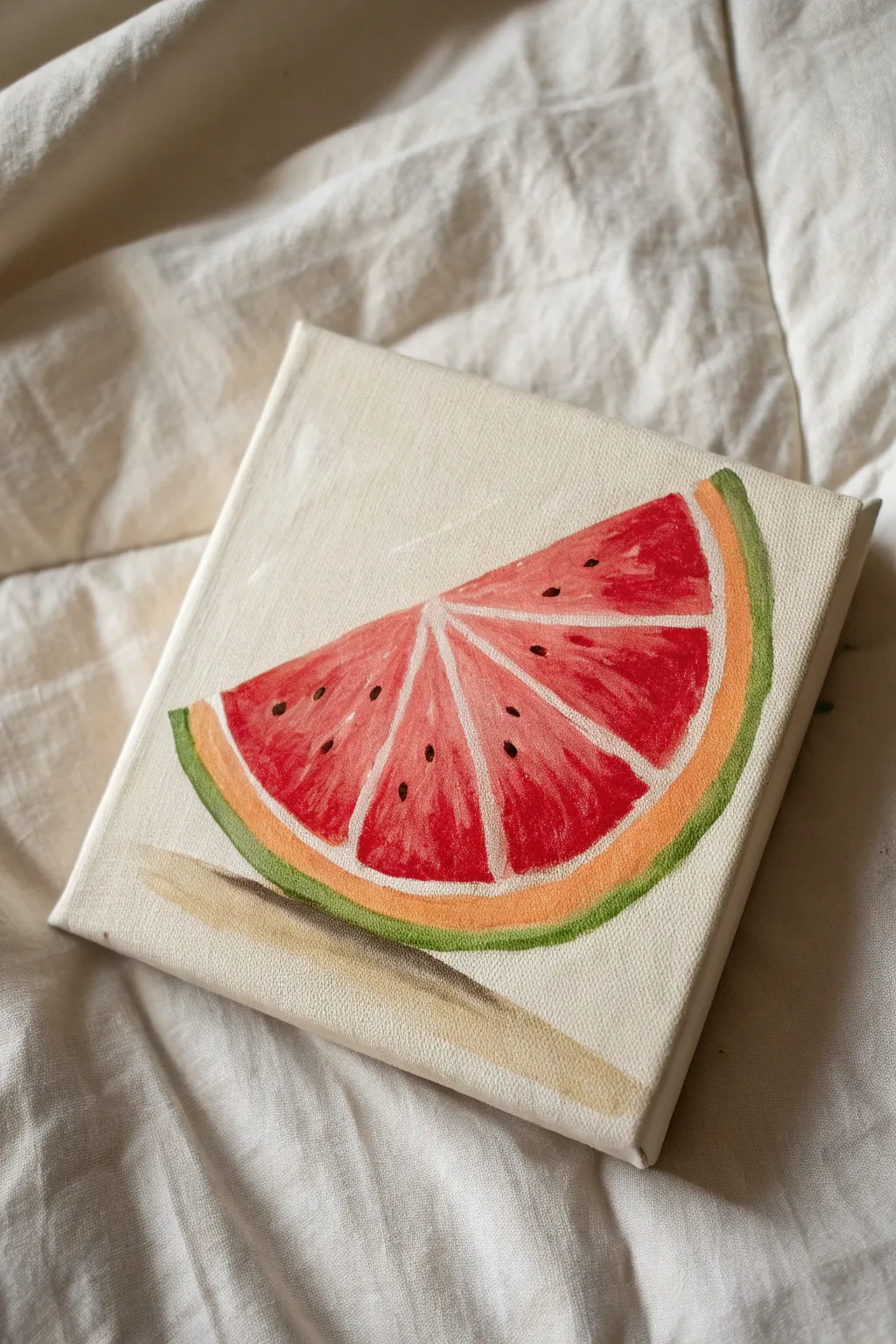 Fruit slice pop study: bold citrus on a tiny canvas, clean lines, juicy color and shadow