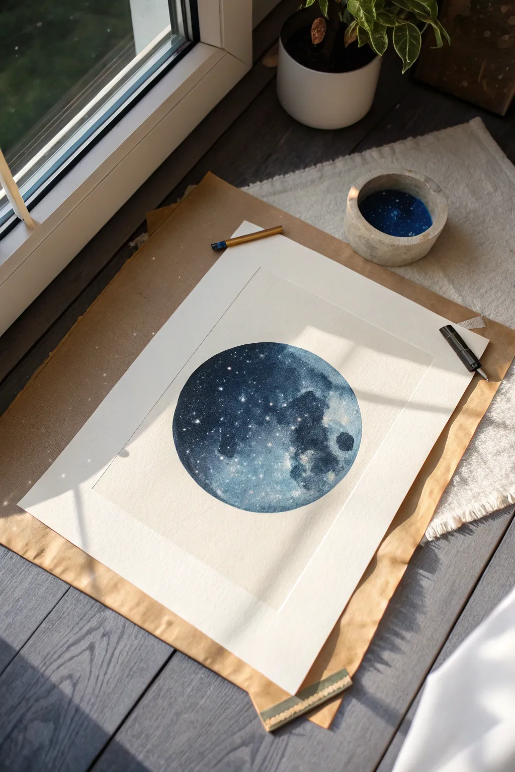 Masked circle planet reveal with crisp, clean edges on a dark galaxy background for easy DIY results