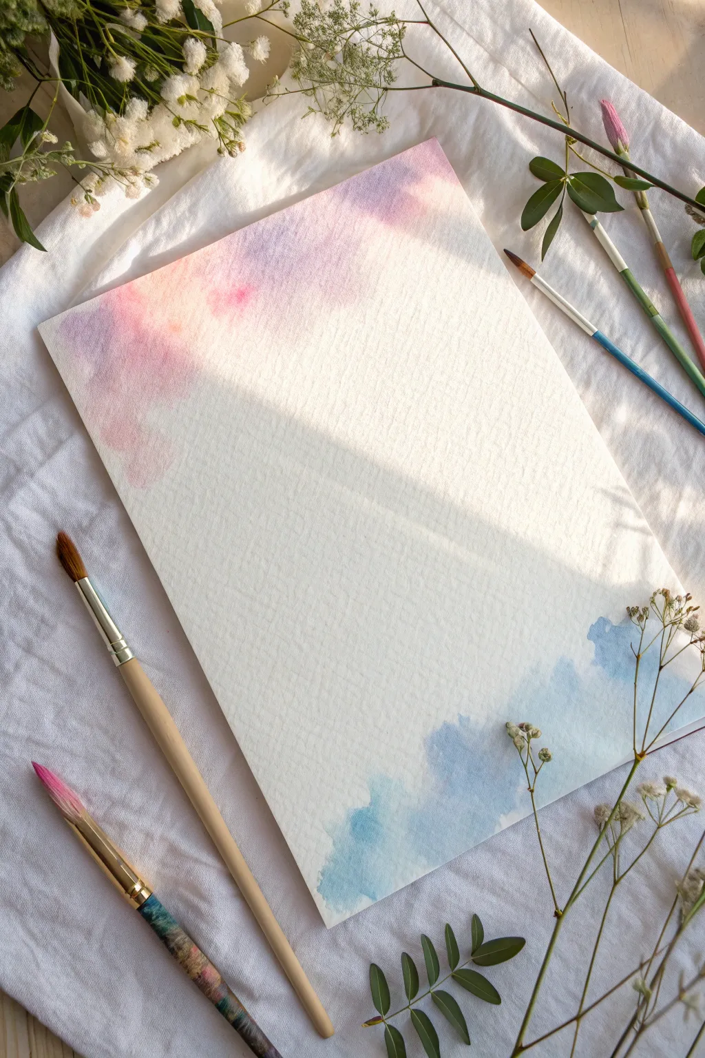 Airy pastel squeegee smears like soft clouds, a minimalist boho painting idea to try today