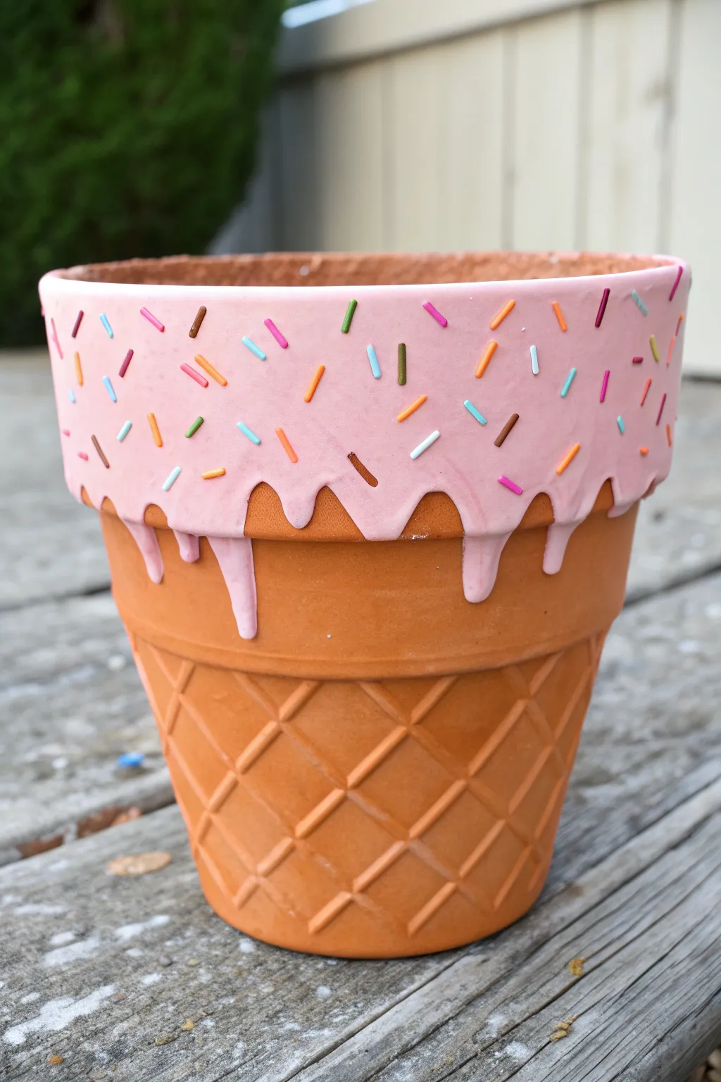 Transform plain terracotta into a sweet treat with this playful dripping ice cream design.