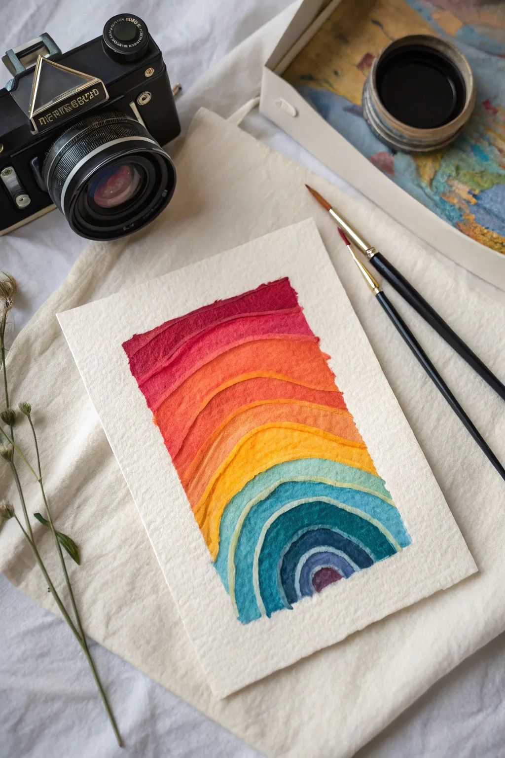 Thermal contour lips close-up in warm-to-cool rings, bold contrast, minimalist boho vibes