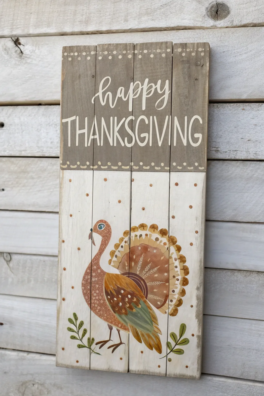 Minimalist boho turkey sign painting inspiration for a cozy, modern Thanksgiving greeting.