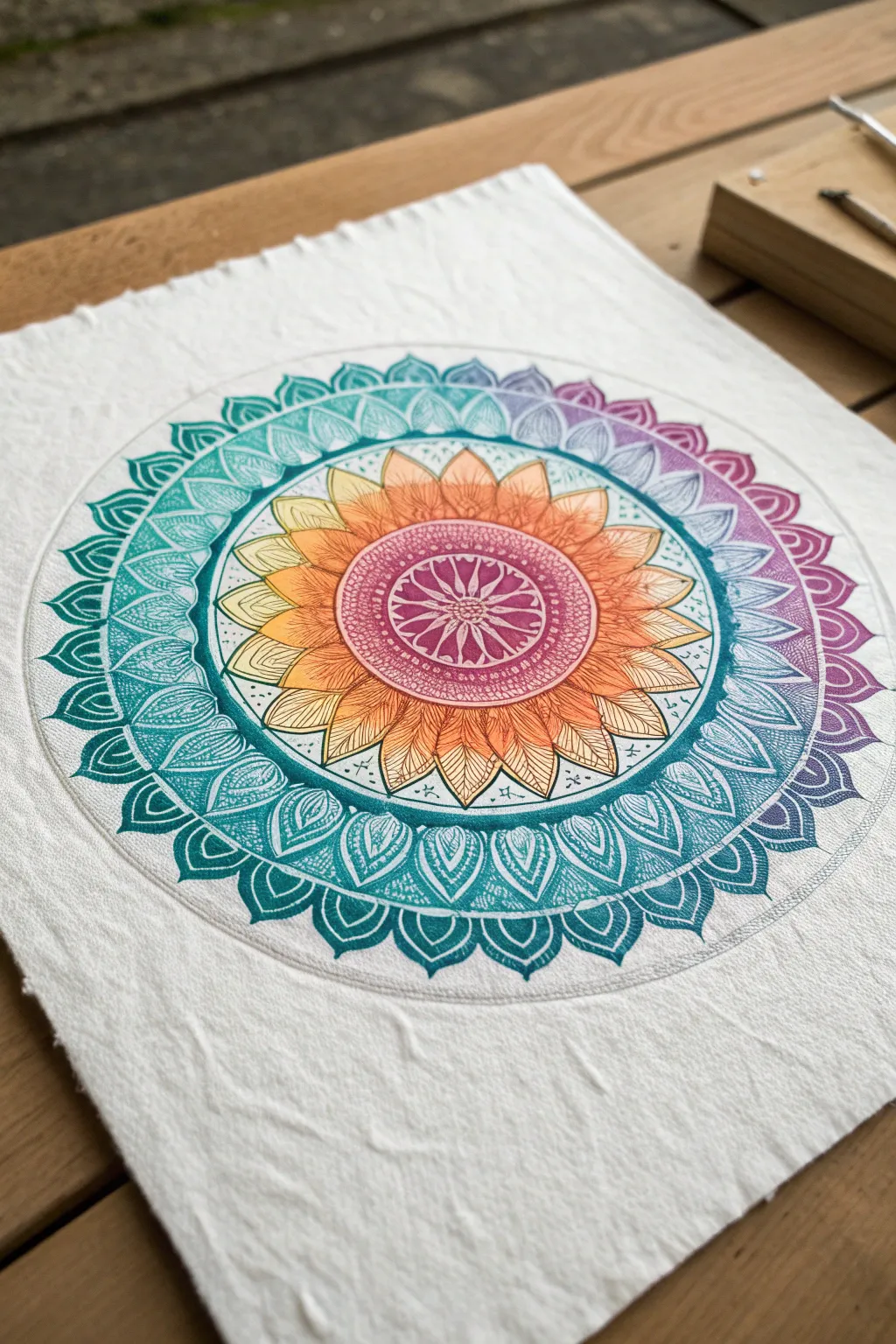 Try a mandala with surprising gradient blends for a fresh, modern, handmade look today.