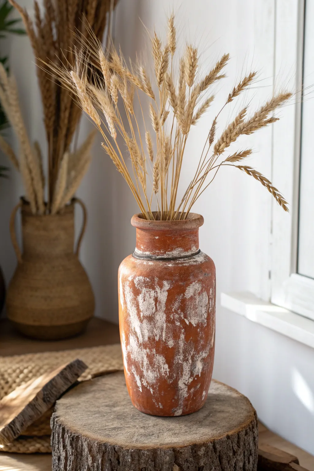 Turn plain glass into rustic faux-terracotta vases with this textured paint technique.