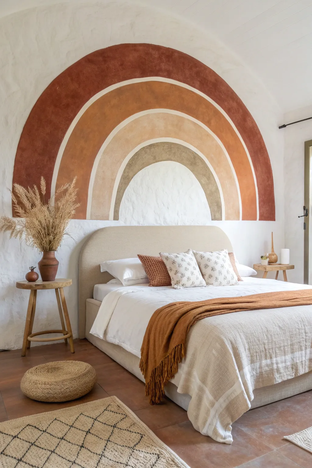 Frame your sleep space with this chic, minimalist painted arch headboard idea.