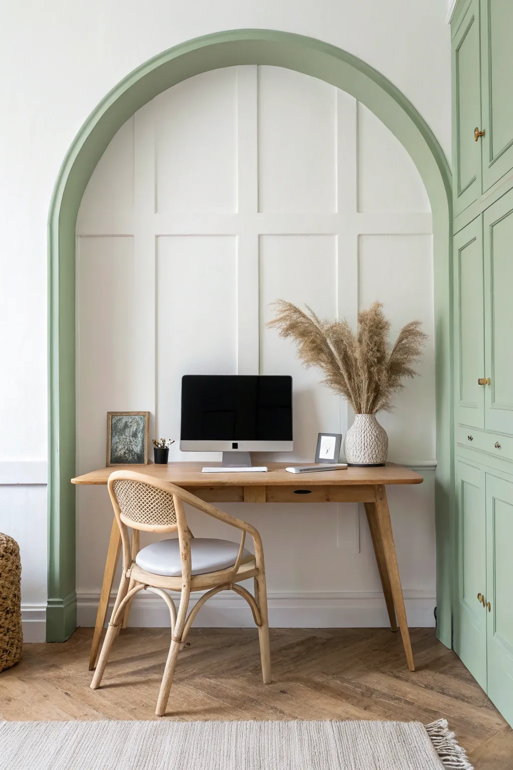 Transform your space with a DIY painted arch for a chic, defined home office.