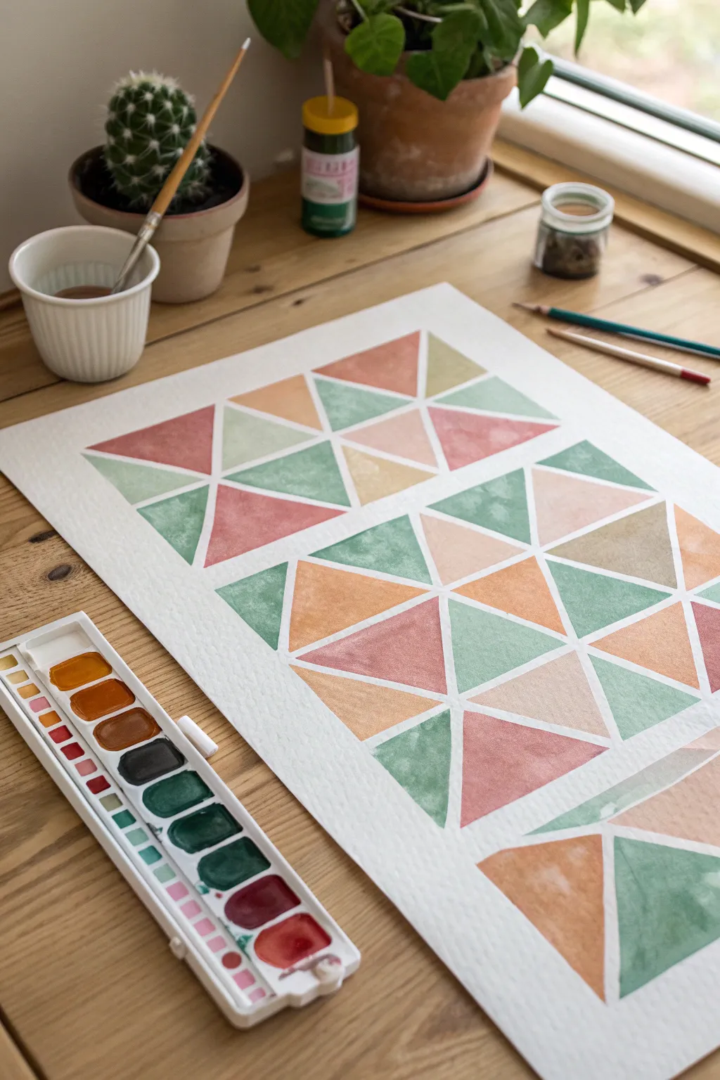 Create crisp lines and stunning geometric shapes with this simple masking tape trick.