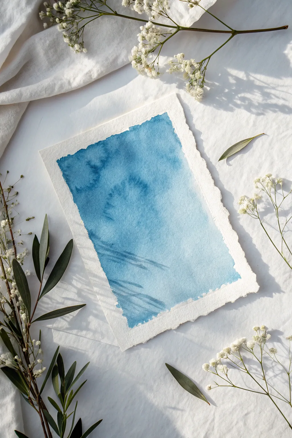 Monochrome blue mood study with airy washes and deep pools, calm minimalist beauty and contrast