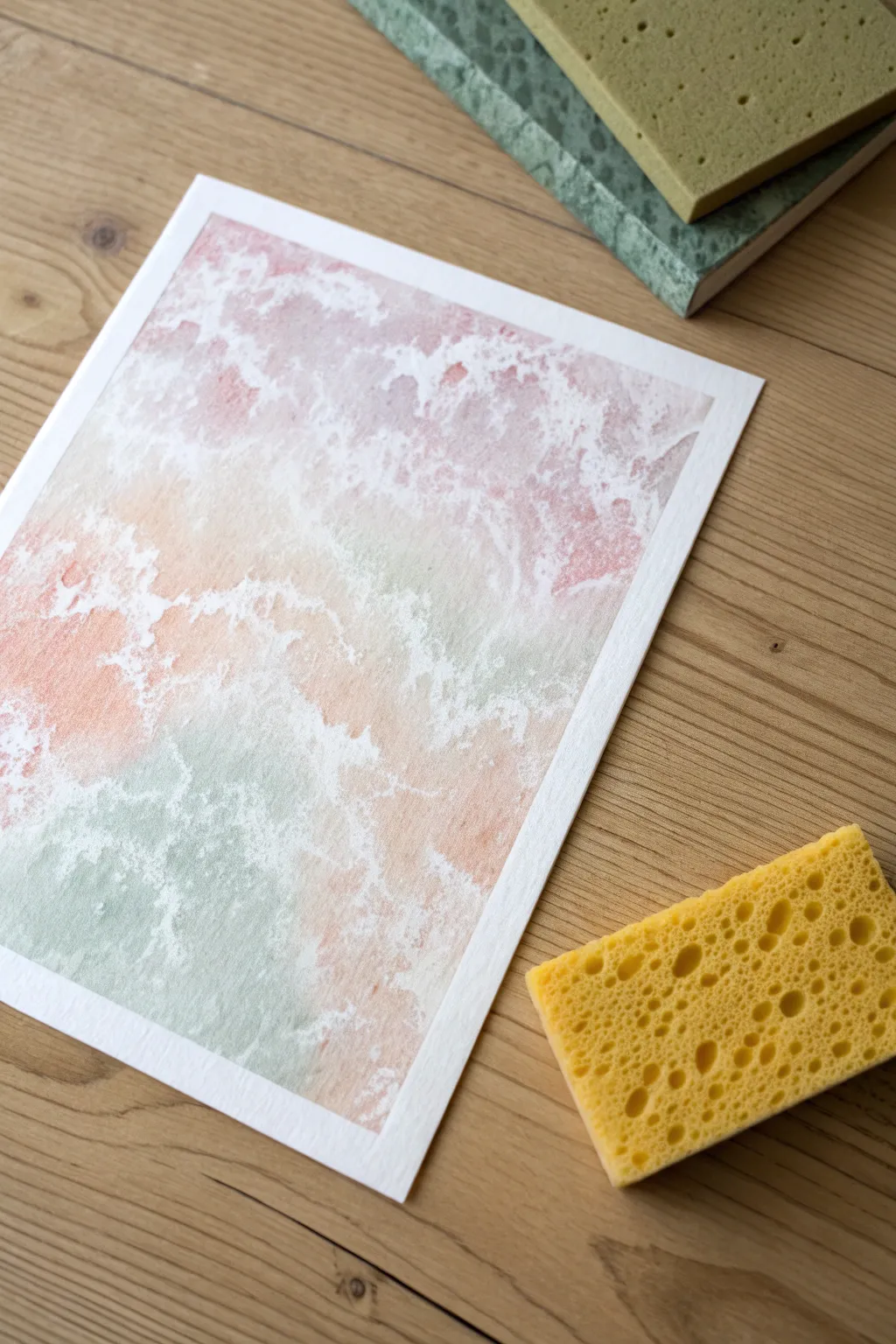 Soft sponge-dab mottled wash for dreamy acrylic backgrounds, with visible texture and contrast
