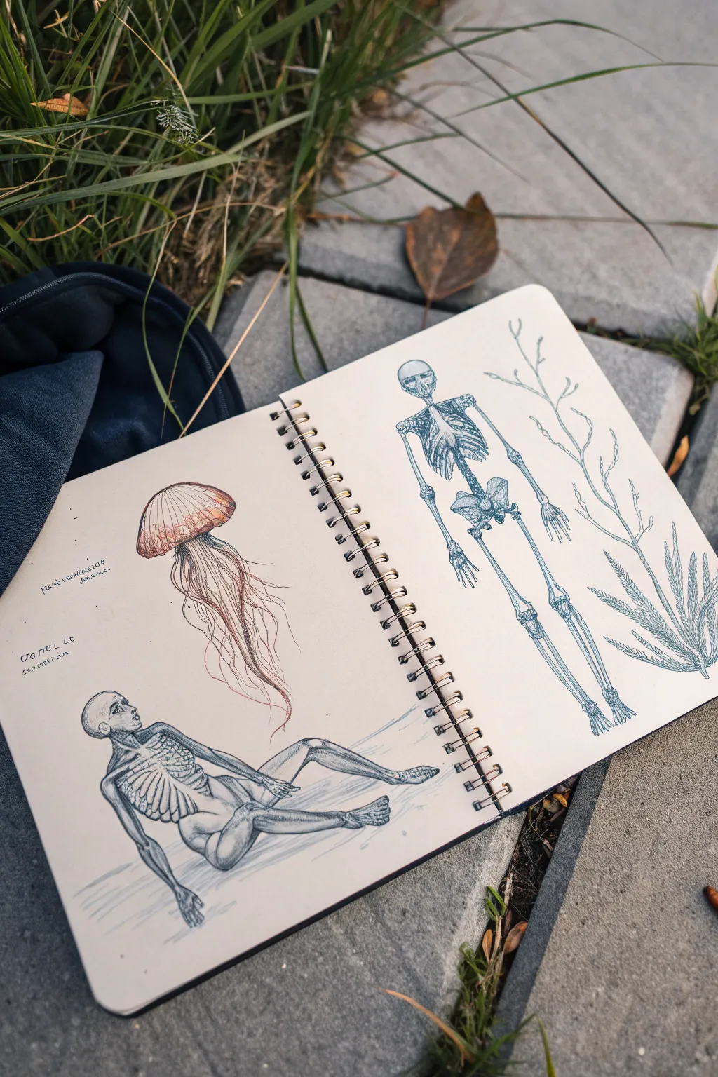 Functional extra-limb alien torso studies in a minimalist concept sheet with boho warmth