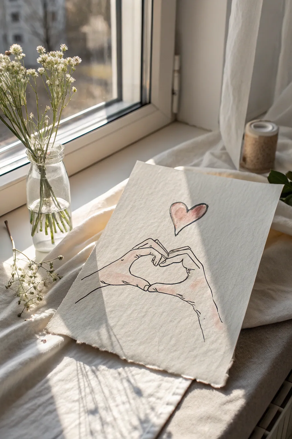 Heart hands sketch inspiration, soft shading and clean lines for an elegant gratitude drawing.