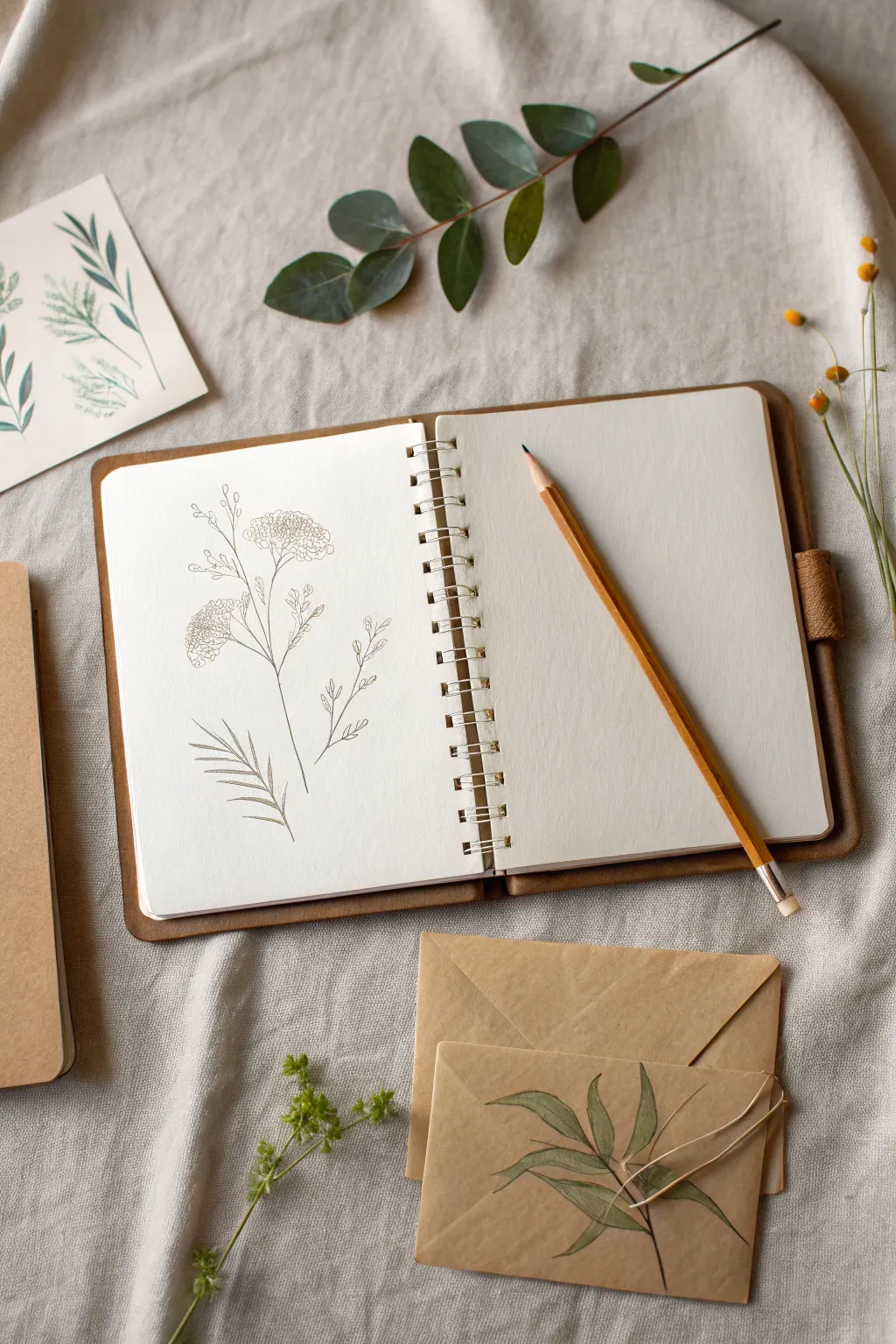 Sketchbook relay by mail: two styles in one book, ready to pass on and inspire.