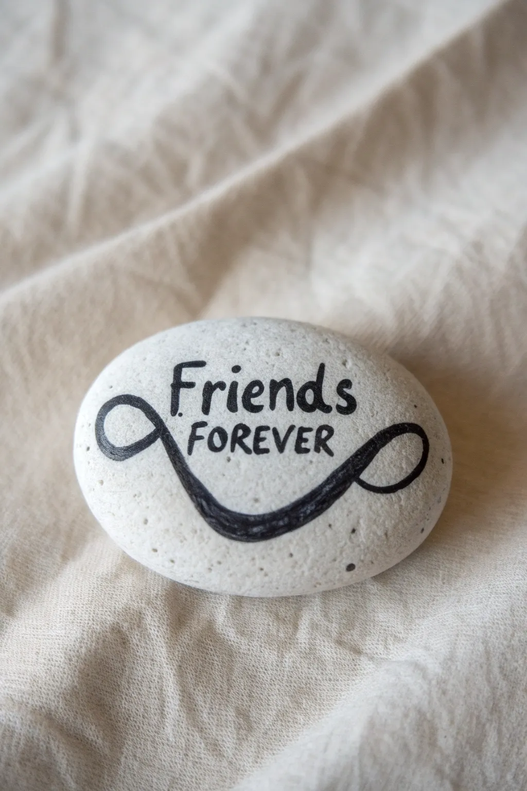 Paint one rock with a bold infinity loop and friends forever for a simple best-friend keepsake.