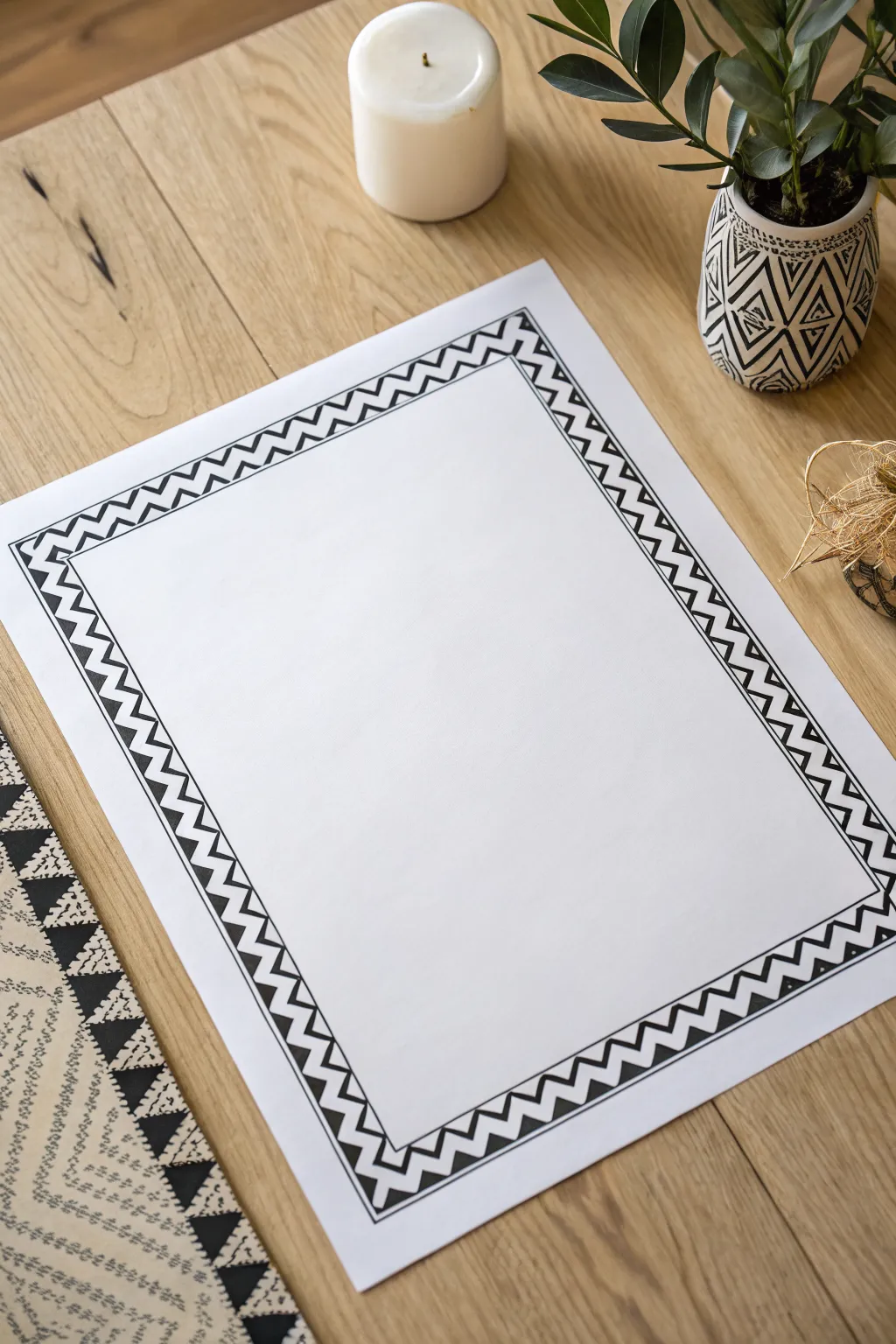 Bold hand-drawn zigzag frame in black marker with clean corners and a minimalist Scandi vibe.