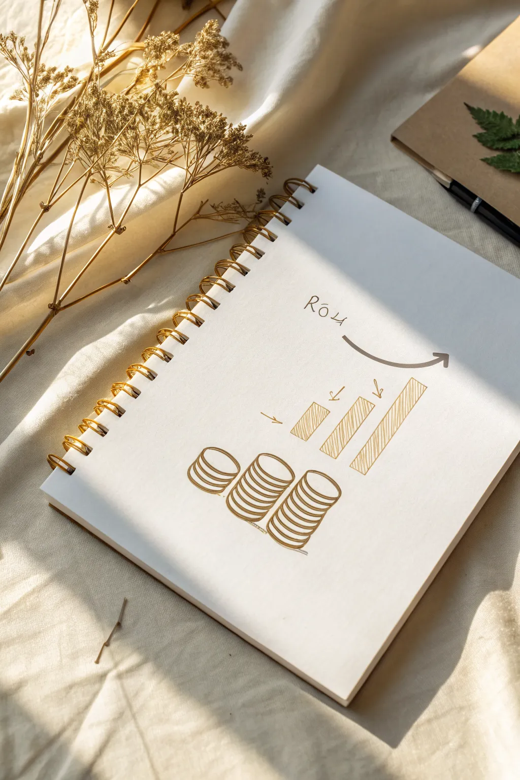 A minimalist coin stream sketch that visualizes cash flow from revenue to results.