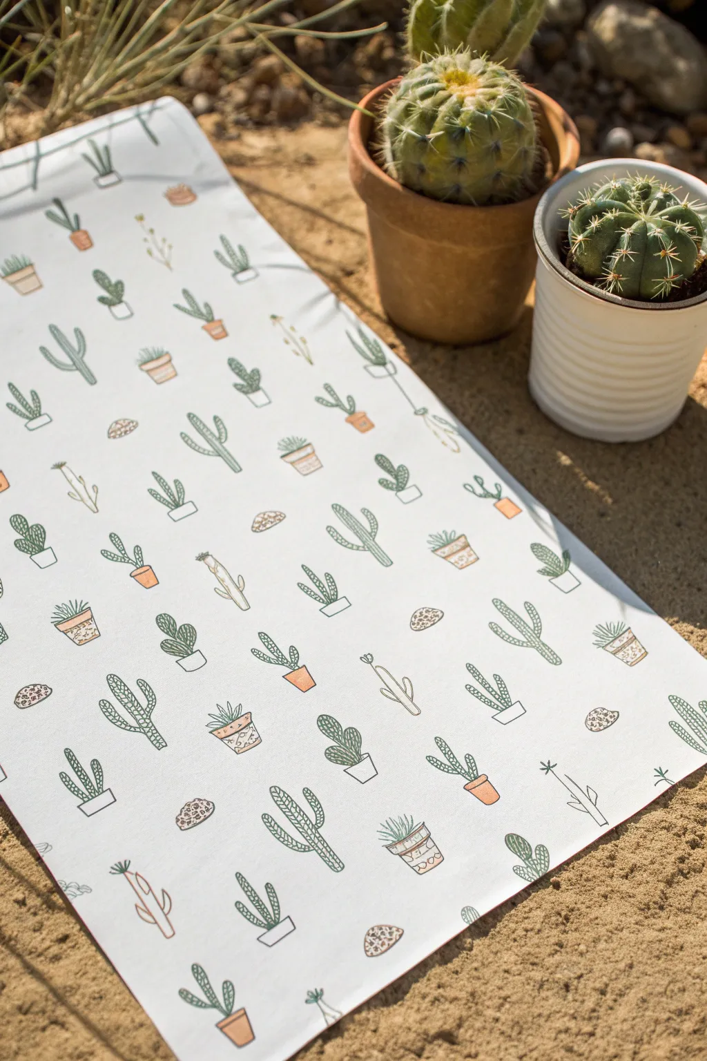 Tiny cactus icons to copy for margins, minimalist line art with soft boho watercolor