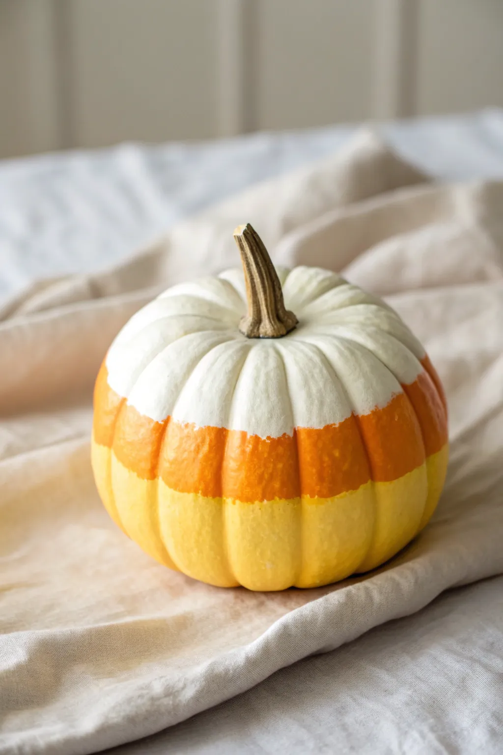 Candy corn pumpkin with scallop-edge layers for a minimalist boho fall painting idea