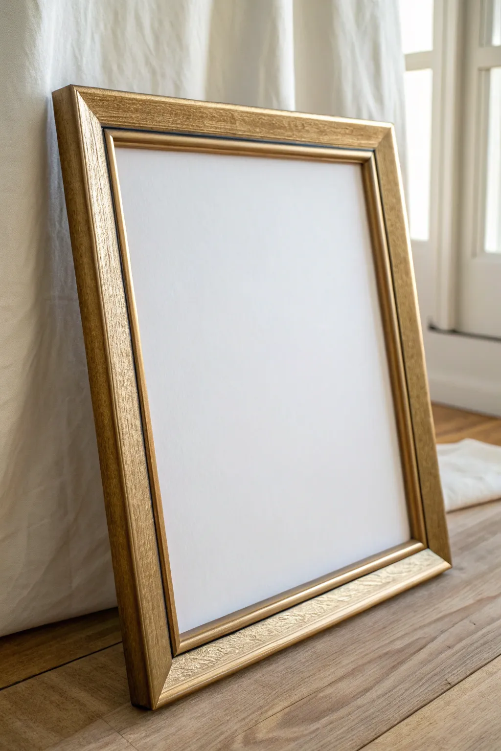 Luxe metallic leaf canvas border with soft glow and crisp corner texture detail