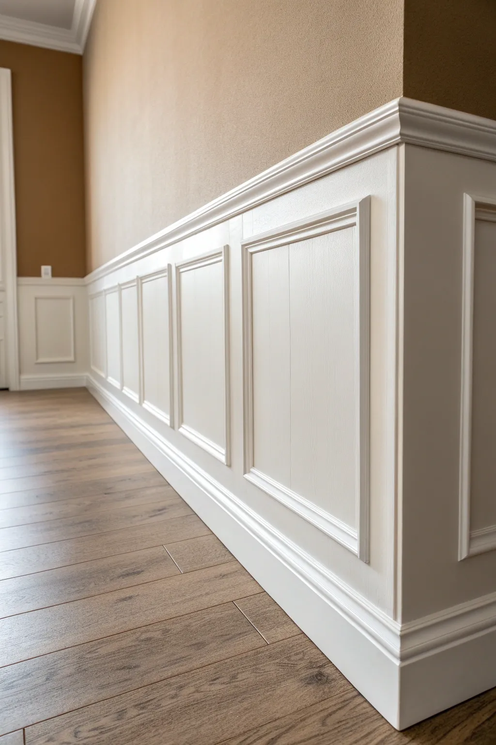 Soft two-tone neutrals split by a crisp chair rail for a calm, modern elevated wall look