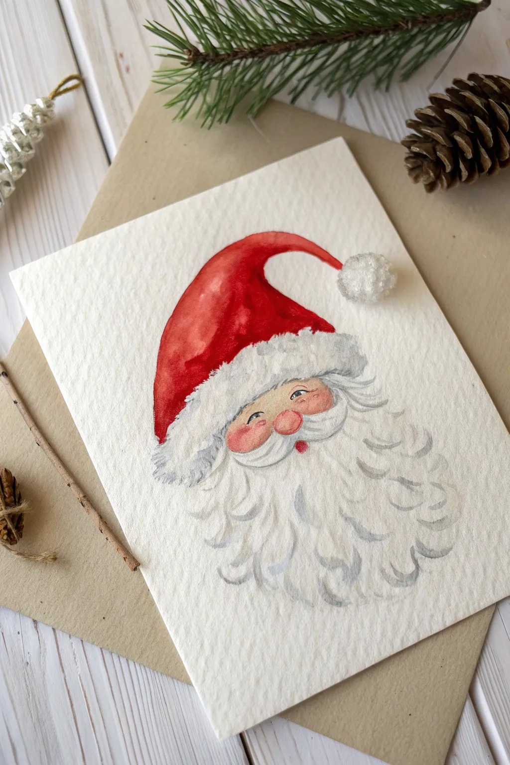 Create this simple, abstract Santa art for a cozy and minimalist Scandinavian holiday vibe.