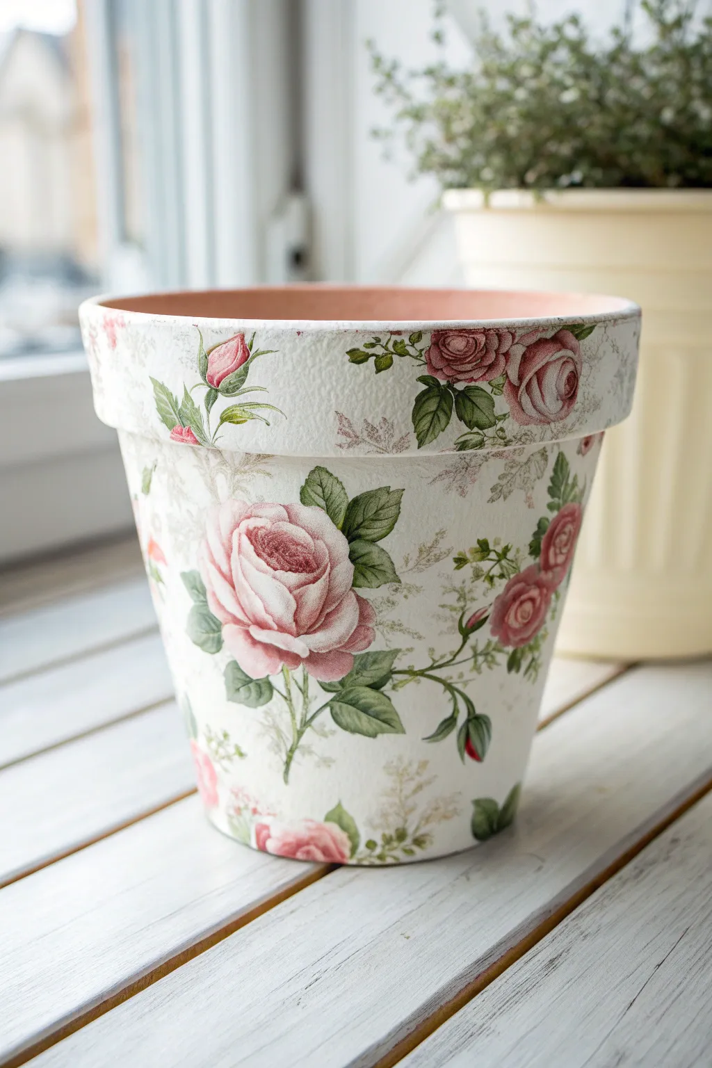 Transform plain clay planters into vintage floral masterpieces with napkin decoupage.