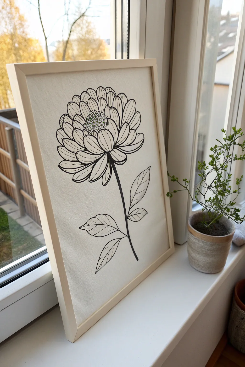 Airy single-bloom contour study with layered petals for elegant overlap and depth