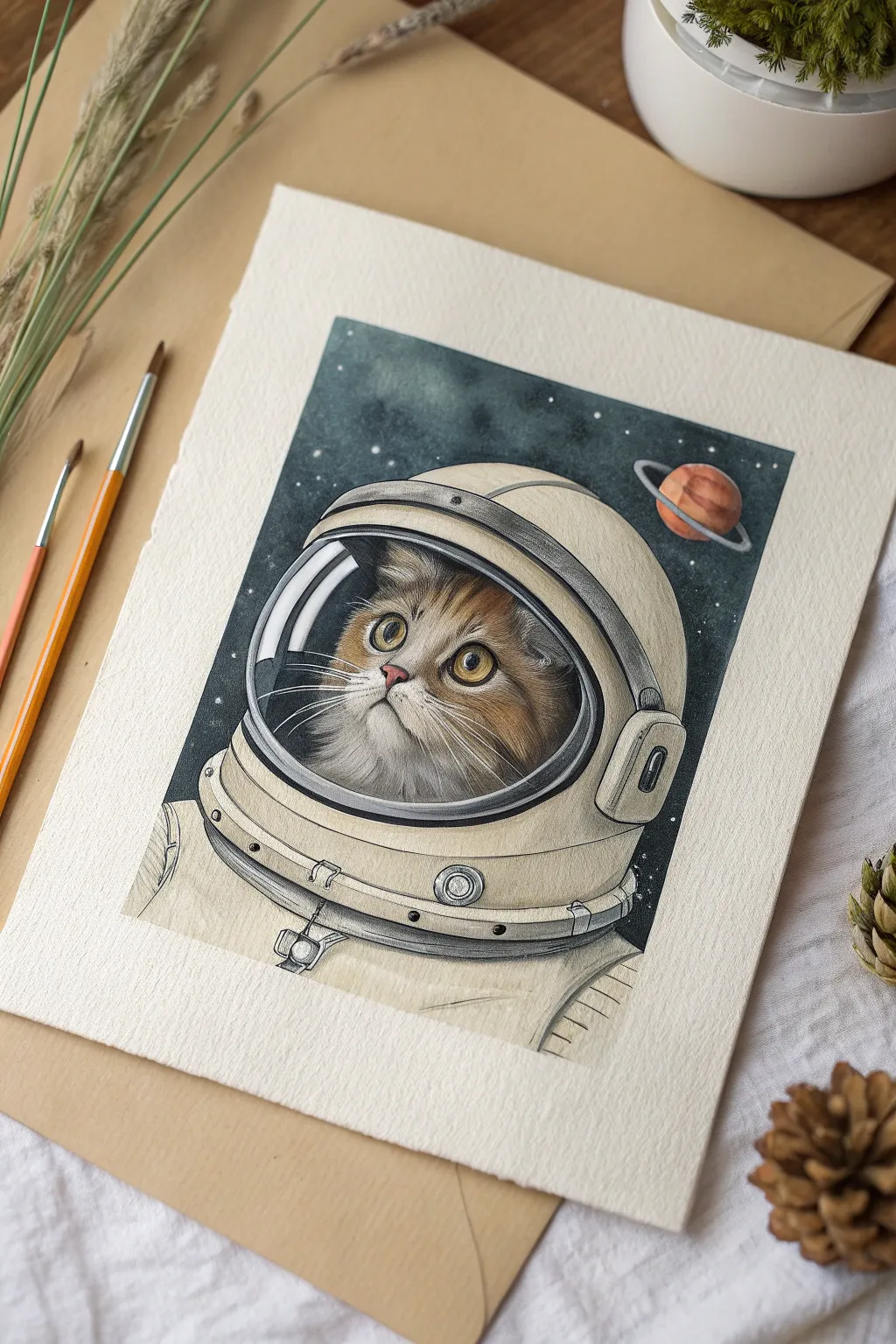 Blast off with this adorable astro-cat. The perfect minimalist drawing idea to spark your creativity.