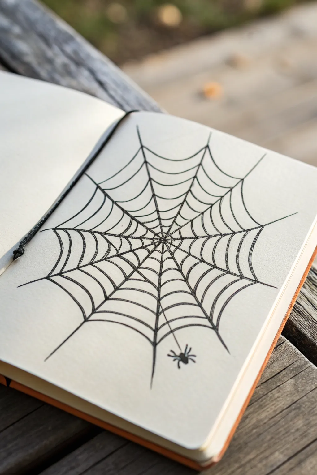 Bold spider web line weight: thick center strokes fading to delicate, airy outer threads