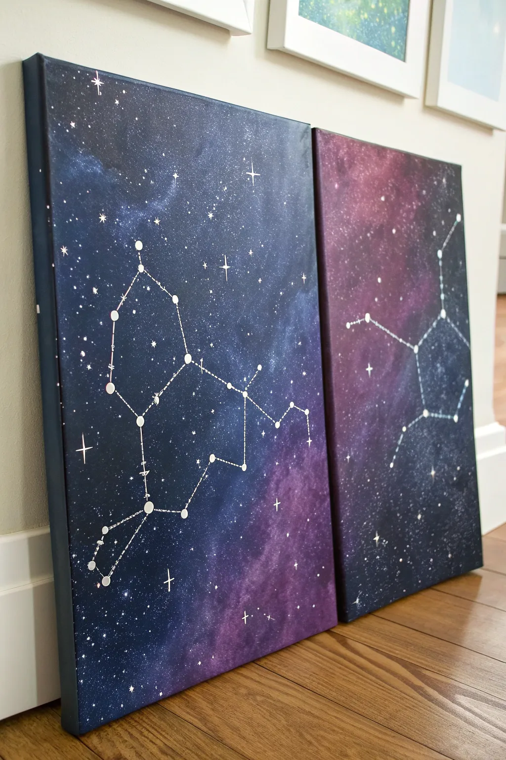 Romantic paint night: a galaxy diptych with constellations that subtly link your two initials