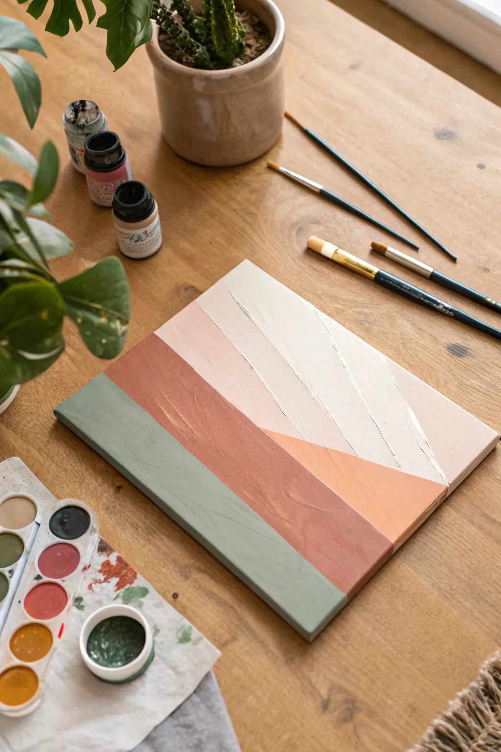 Scrape back wet layers to reveal soft undercolors for easy DIY abstract depth at home.