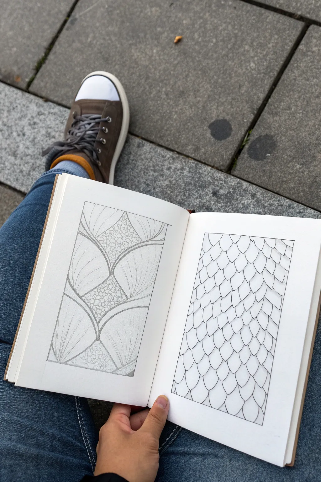 Dragon scale texture sampler: delicate facial scales vs bold neck scutes, minimalist study.