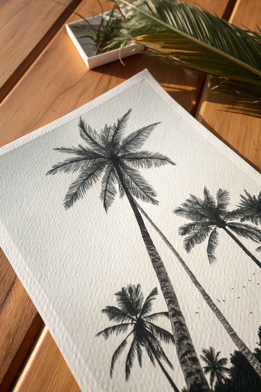 Embrace tropical vibes with this simple yet elegant palm tree drawing idea for your sketchbook.